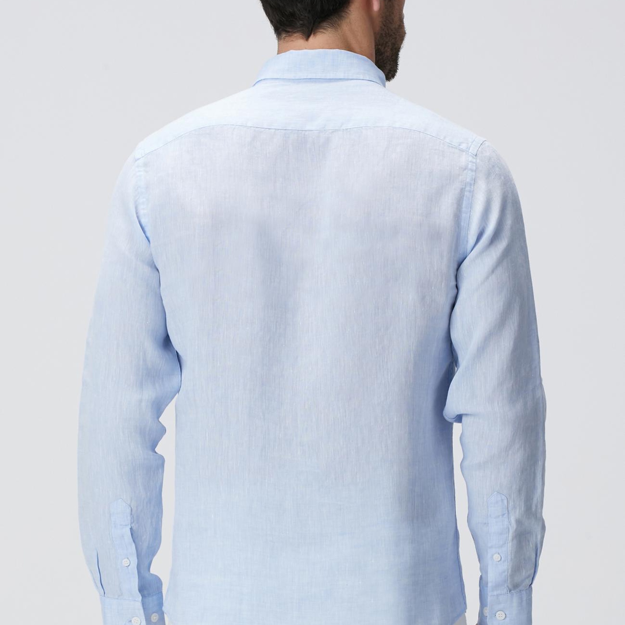 Network Erkek Açık Mavi Keten Gömlek