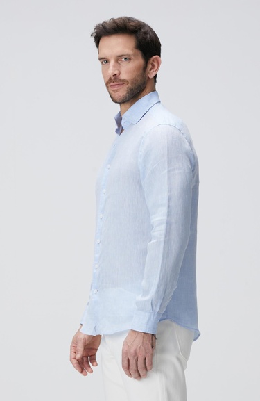  Network Erkek Açık Mavi Keten Gömlek