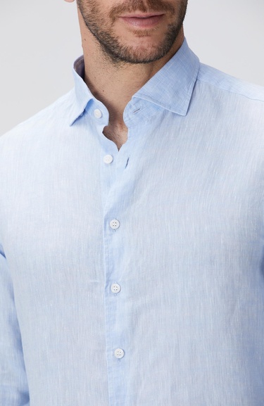  Network Erkek Açık Mavi Keten Gömlek