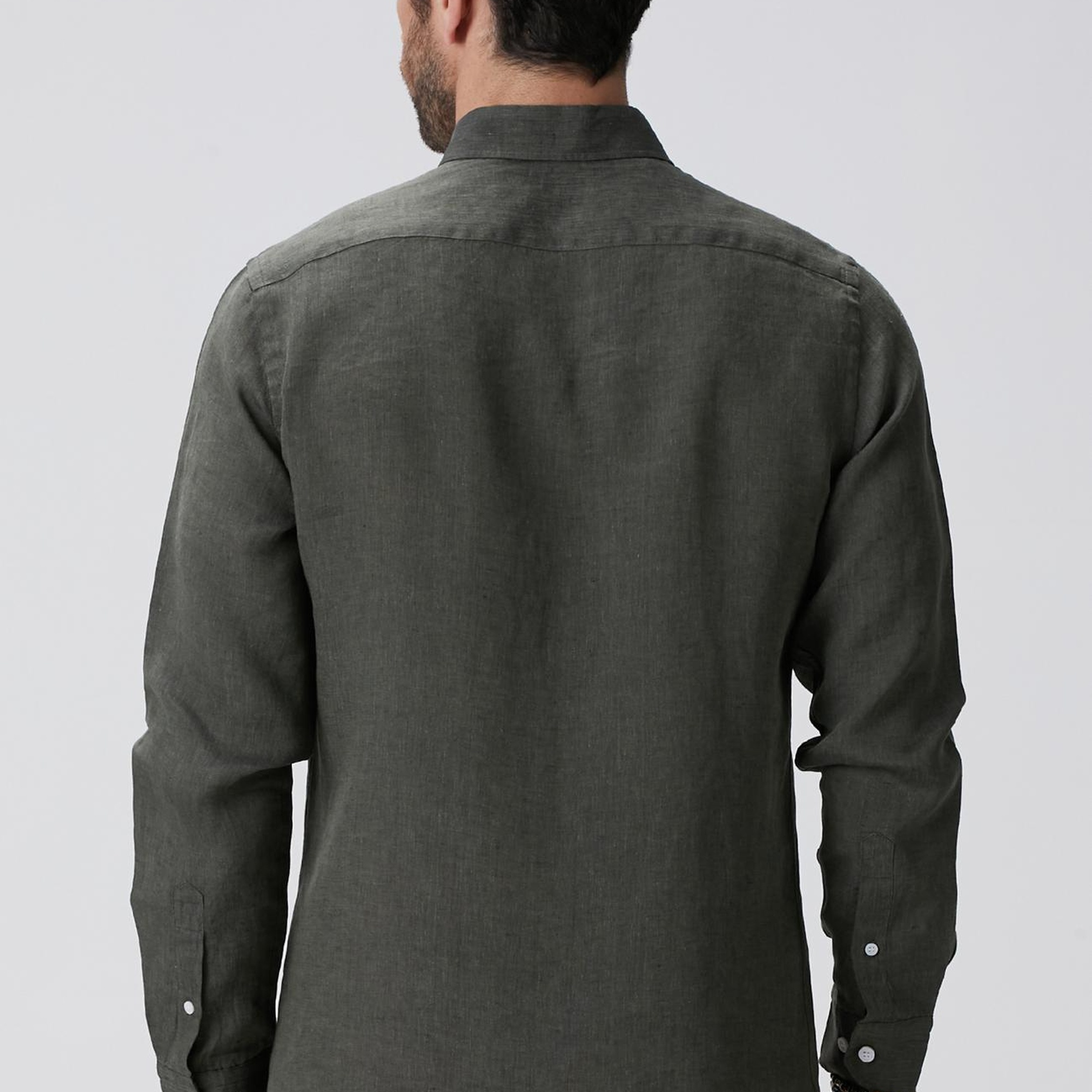 Network Erkek Haki Keten Gömlek