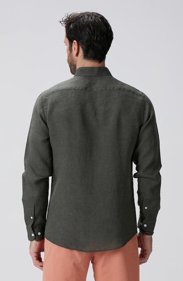  Network Erkek Haki Keten Gömlek