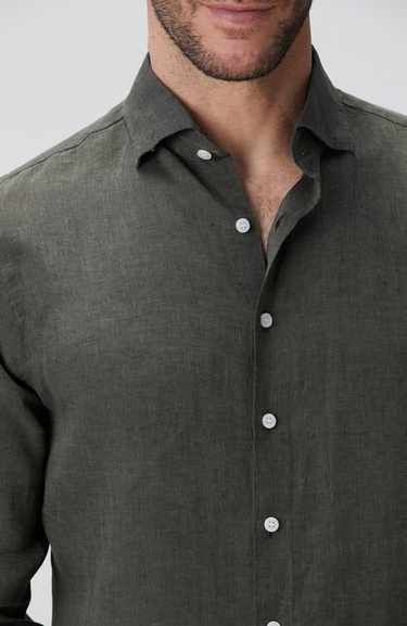  Network Erkek Haki Keten Gömlek