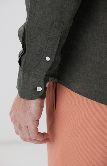  Network Erkek Haki Keten Gömlek