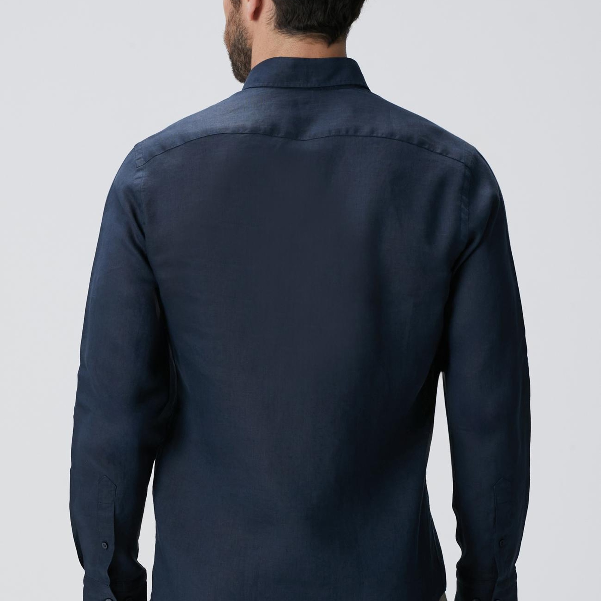 Network Erkek Lacivert Keten Gömlek