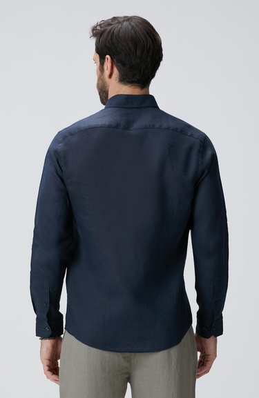 Network Erkek Lacivert Keten Gömlek