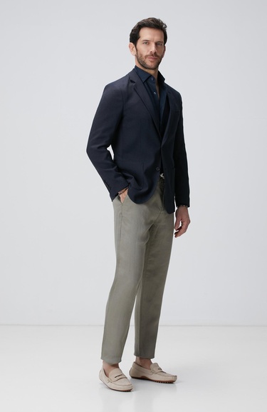  Network Erkek Lacivert Keten Gömlek