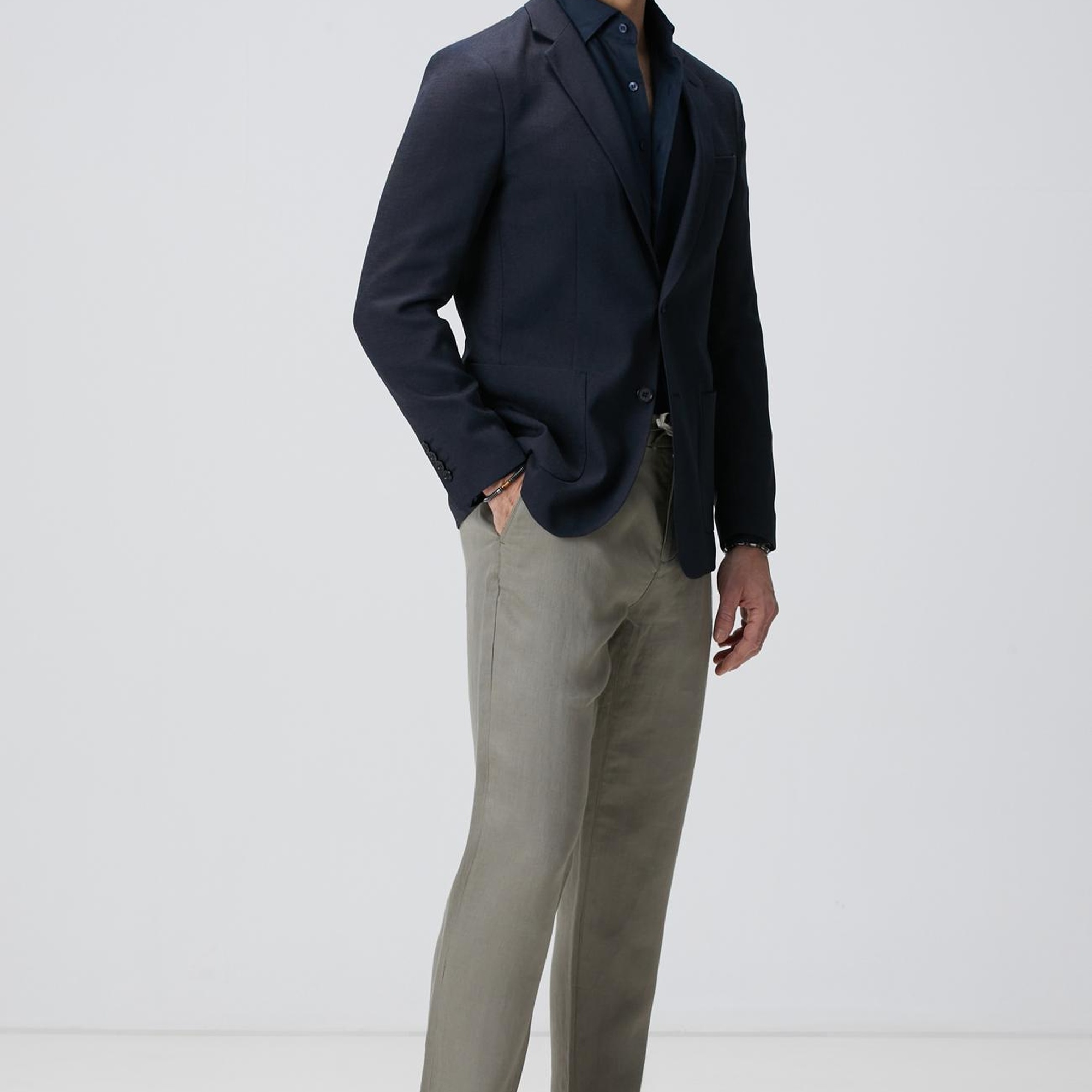 Network Erkek Lacivert Keten Gömlek