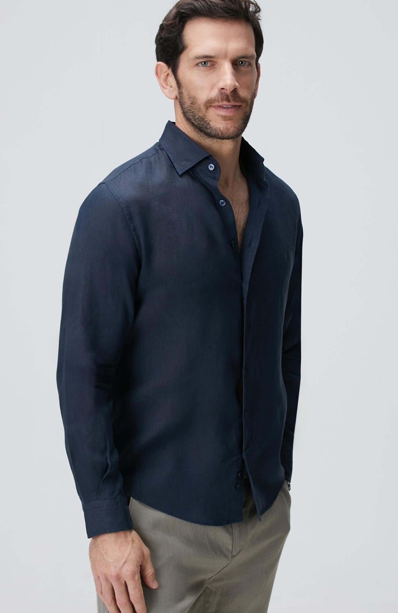  Network Erkek Lacivert Keten Gömlek