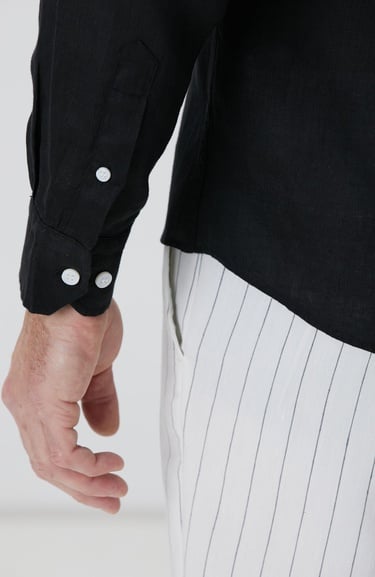  Network Erkek Siyah Keten Gömlek