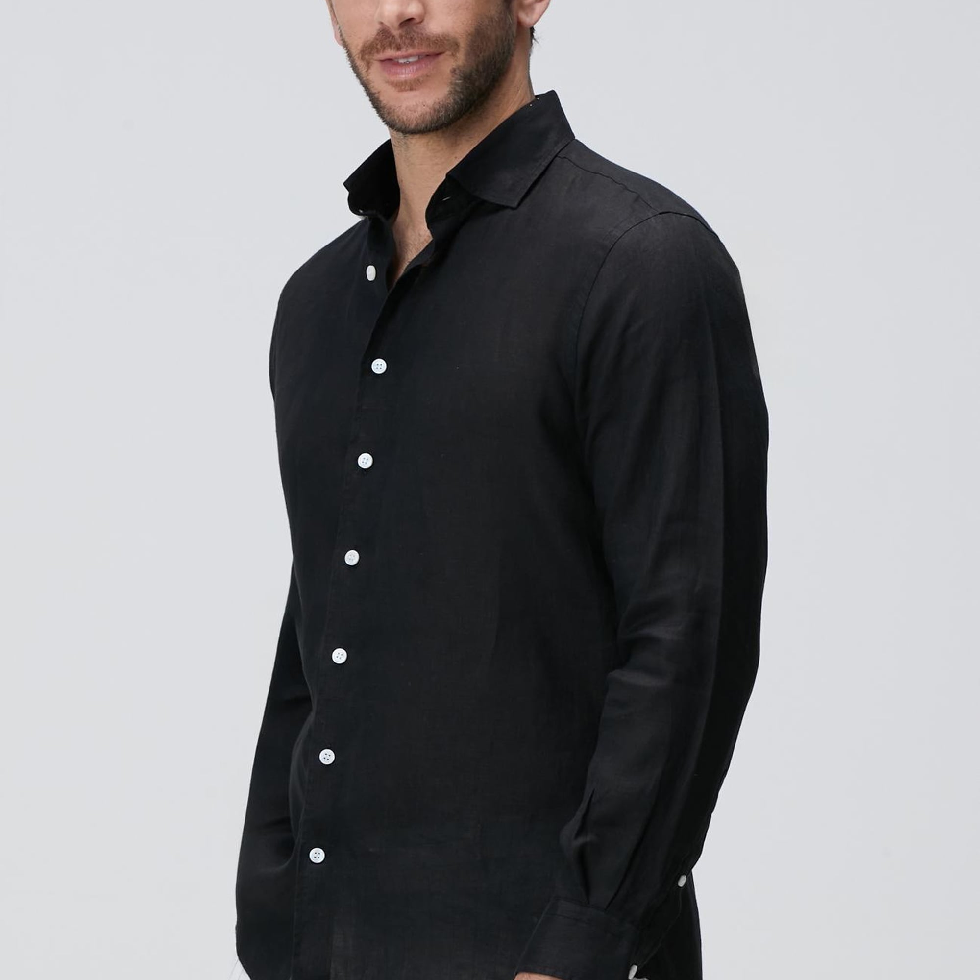 Network Erkek Siyah Keten Gömlek