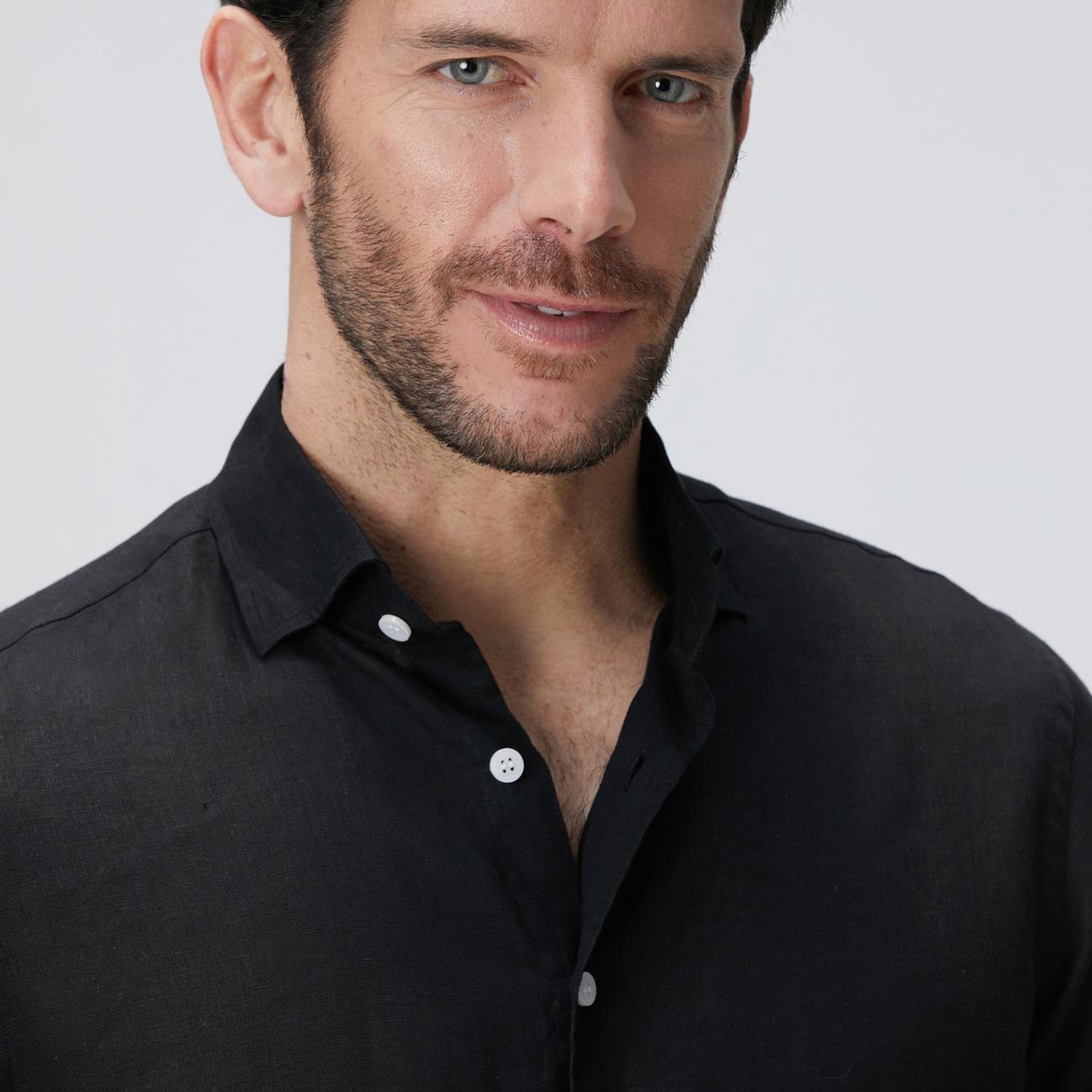 Network Erkek Siyah Keten Gömlek