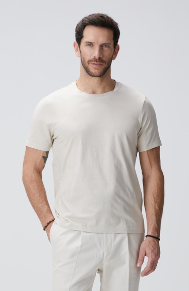  Network Erkek Bej Basic T-shirt