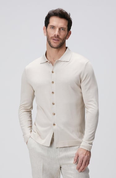  Network Erkek Limited Bej İpek Karışımlı Triko Gömlek