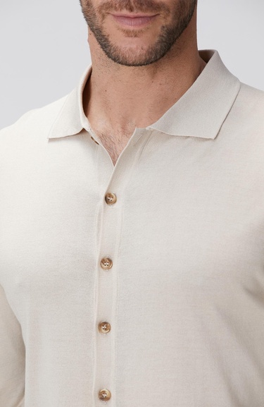  Network Erkek Limited Bej İpek Karışımlı Triko Gömlek