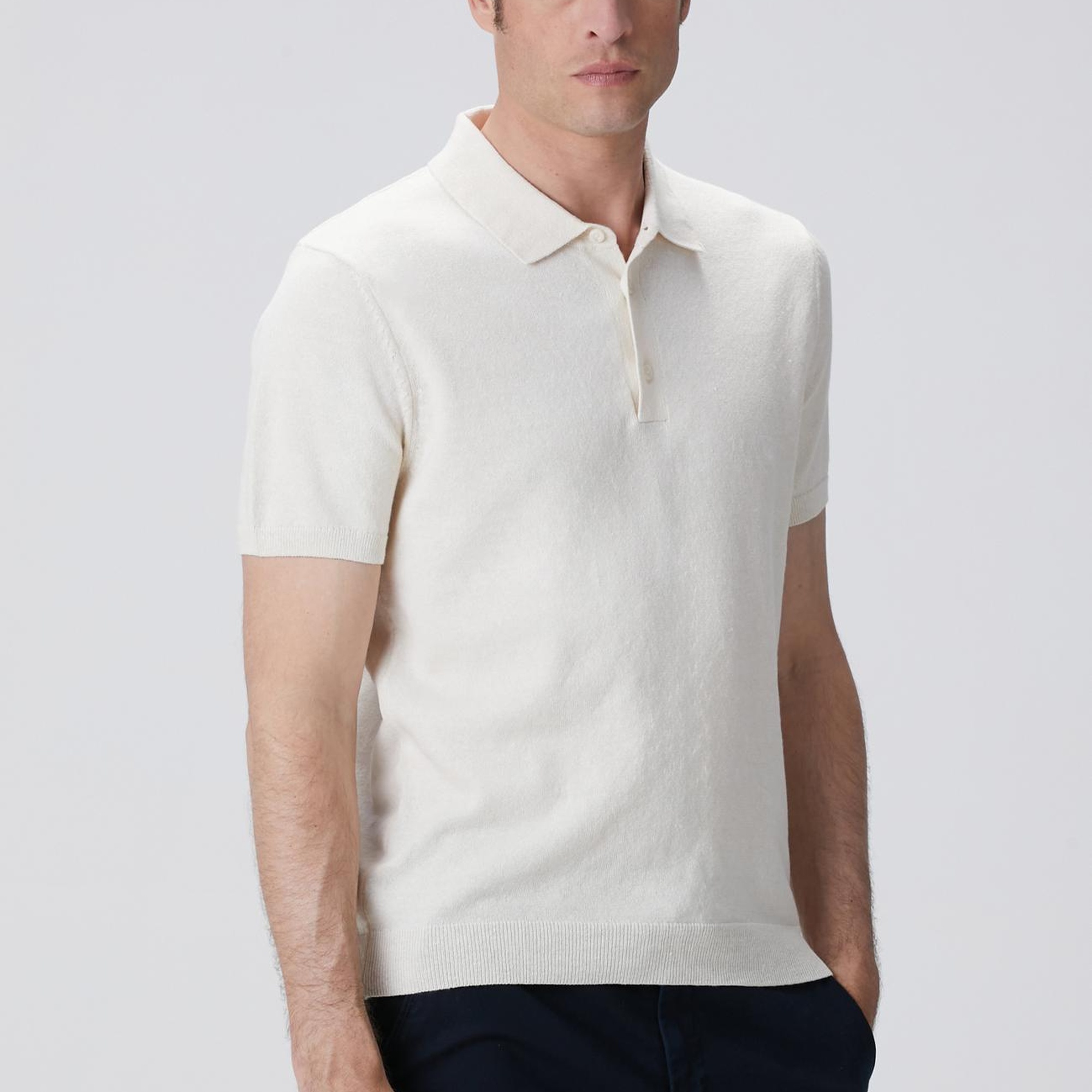 Network Erkek Kırık Beyaz Keten Karışımlı Kazak