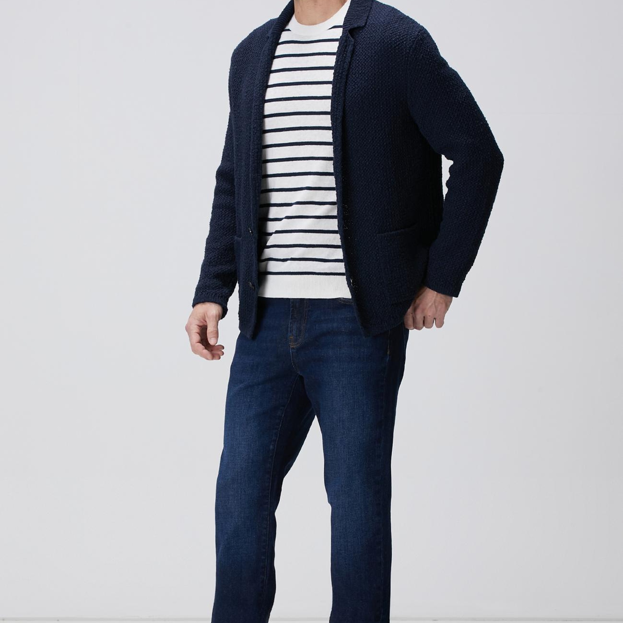 Network Erkek Beyaz Keten Karışımlı Kazak