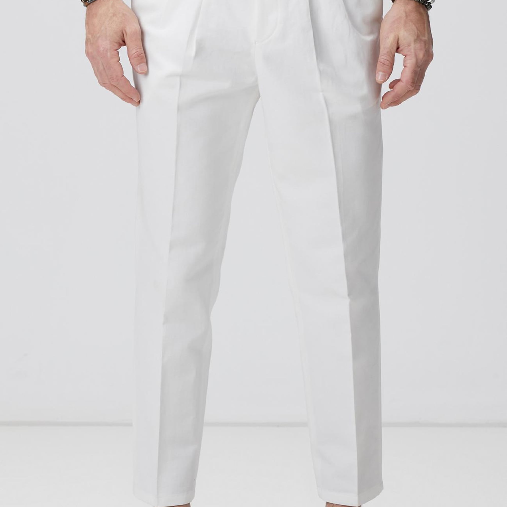 Network Erkek Kırık Beyaz Keten Karışımlı Pantolon