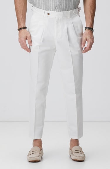  Network Erkek Kırık Beyaz Keten Karışımlı Pantolon