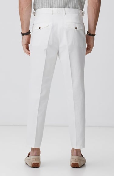  Network Erkek Kırık Beyaz Keten Karışımlı Pantolon