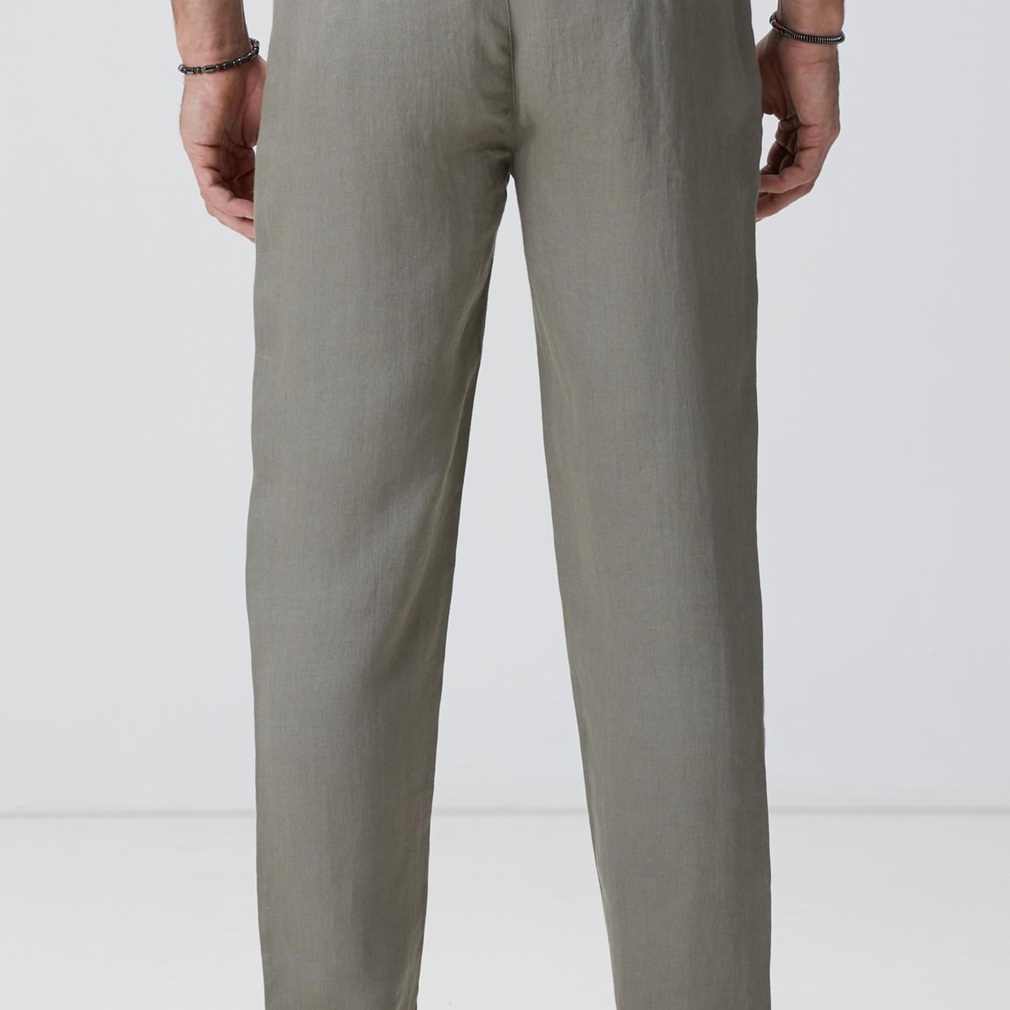 Network Erkek Haki Keten Pantolon