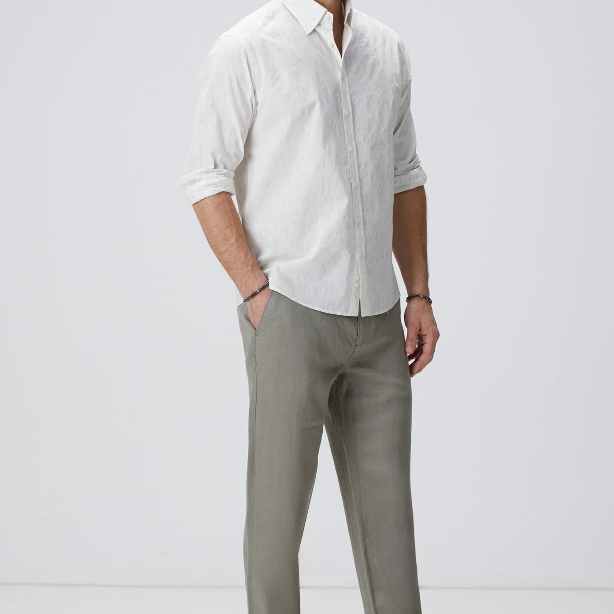 Network Erkek Haki Keten Pantolon