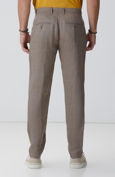  Network Erkek Bej Keten Pantolon