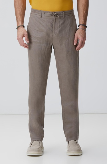  Network Erkek Bej Keten Pantolon