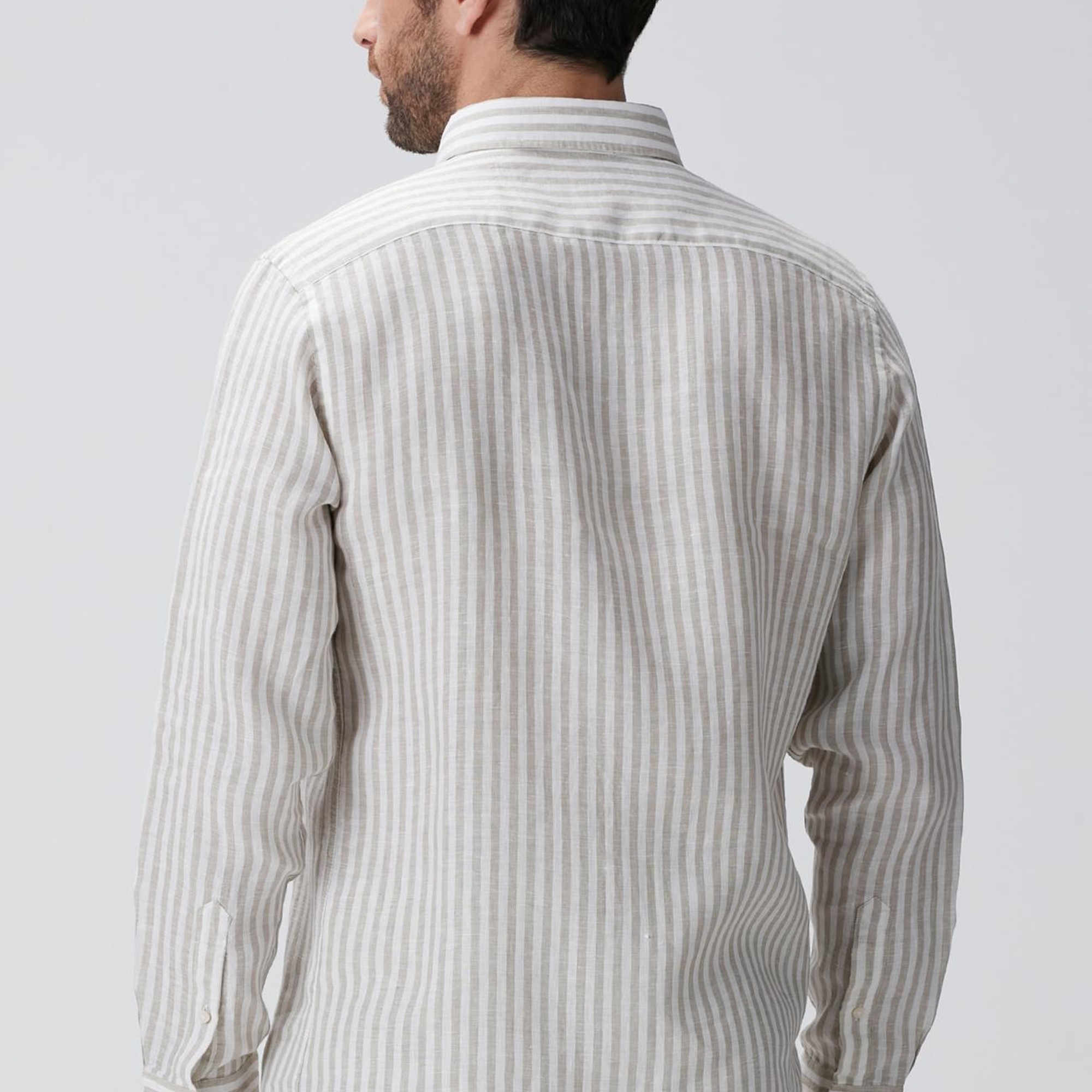 Network Erkek Haki Beyaz Keten Gömlek