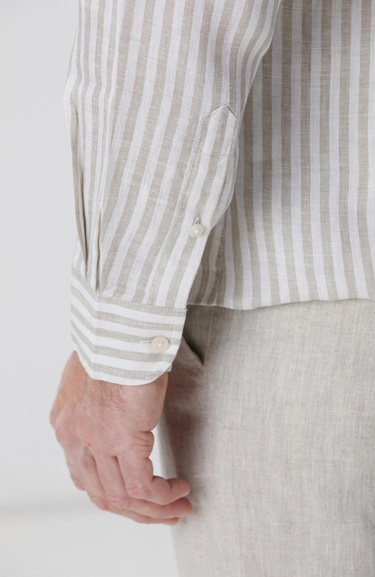  Network Erkek Haki Beyaz Keten Gömlek