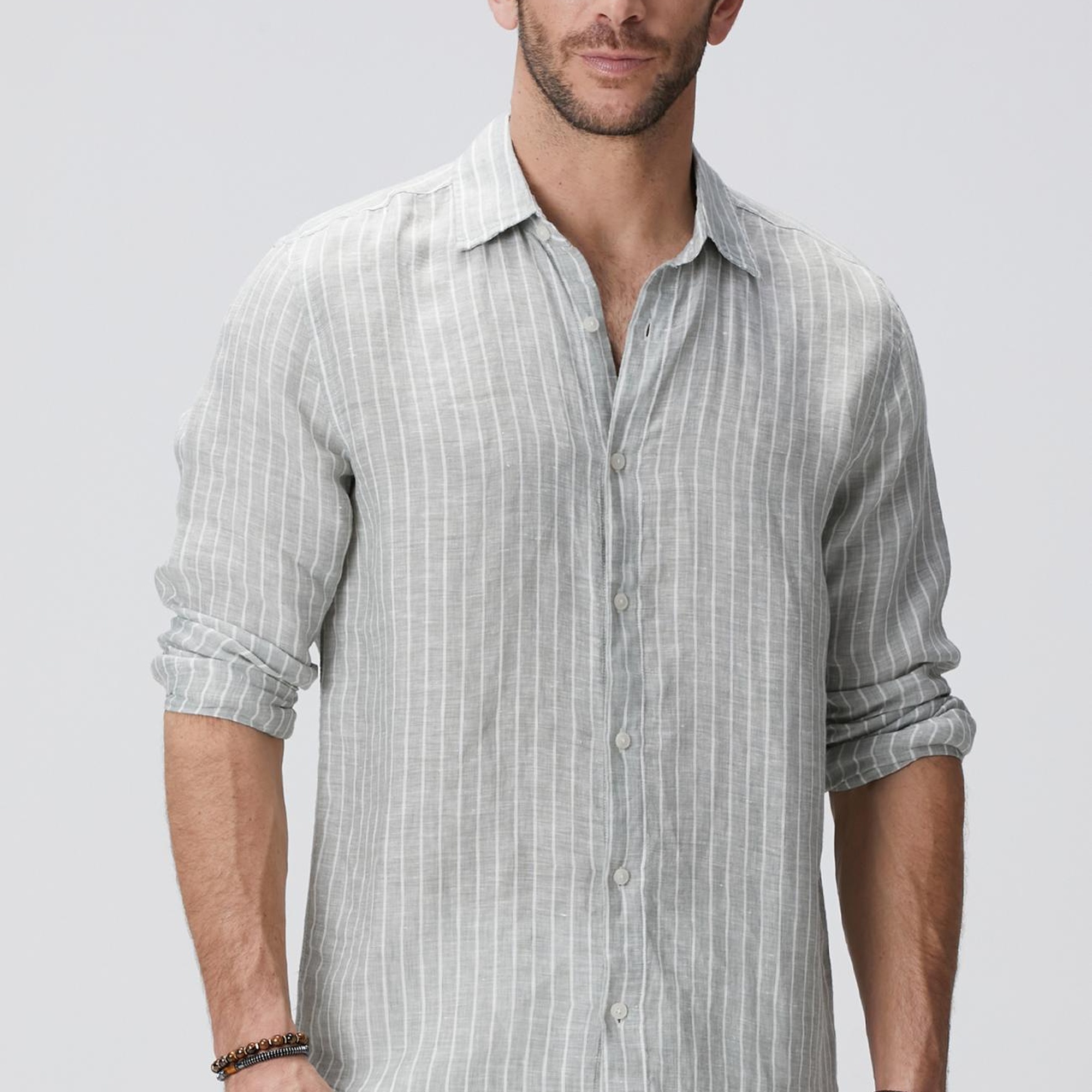 Network Erkek Açık Yeşil Keten Gömlek