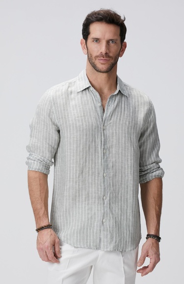  Network Erkek Açık Yeşil Keten Gömlek