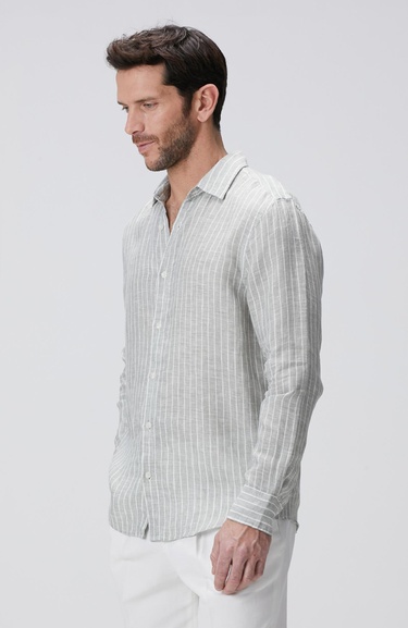  Network Erkek Açık Yeşil Keten Gömlek