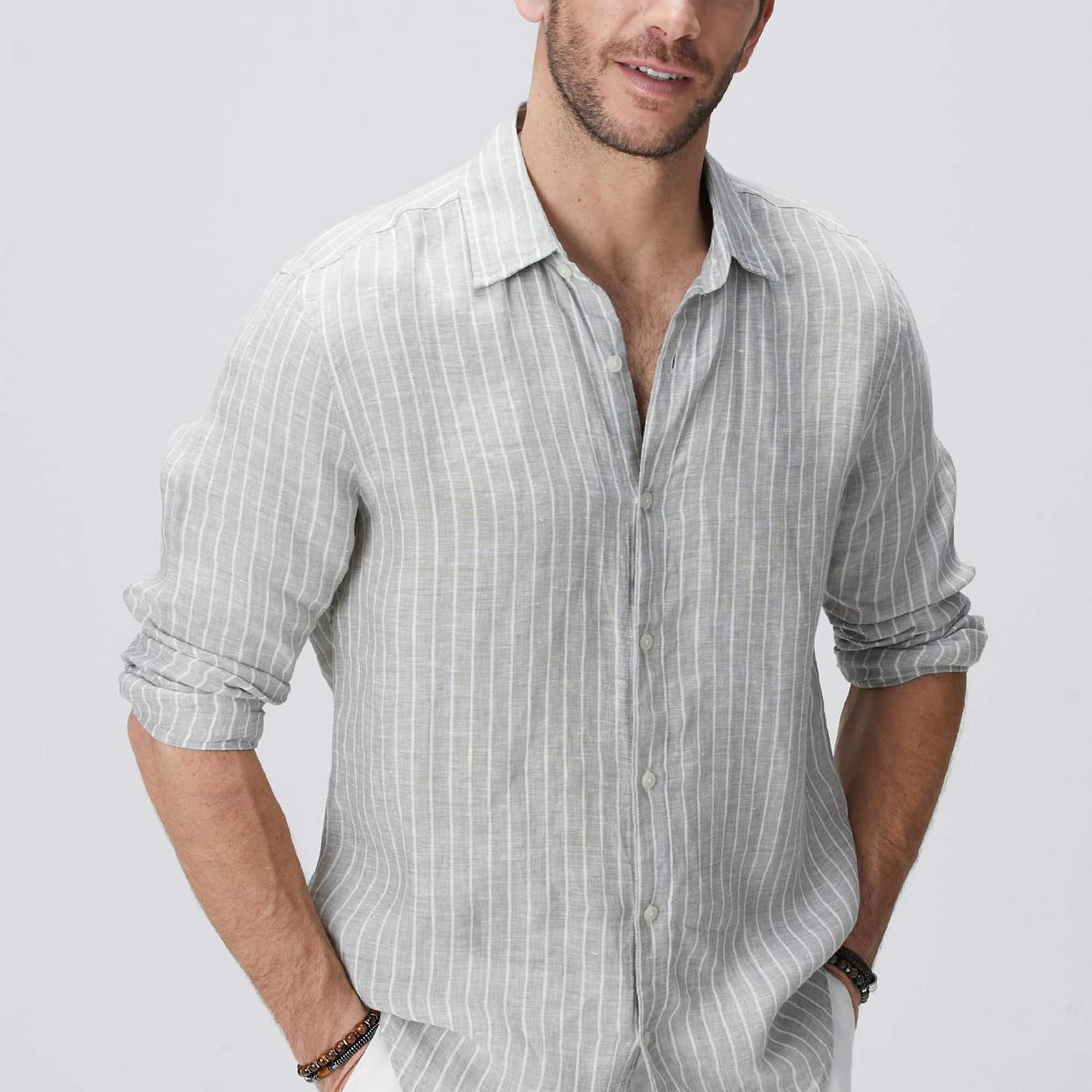 Network Erkek Açık Yeşil Keten Gömlek