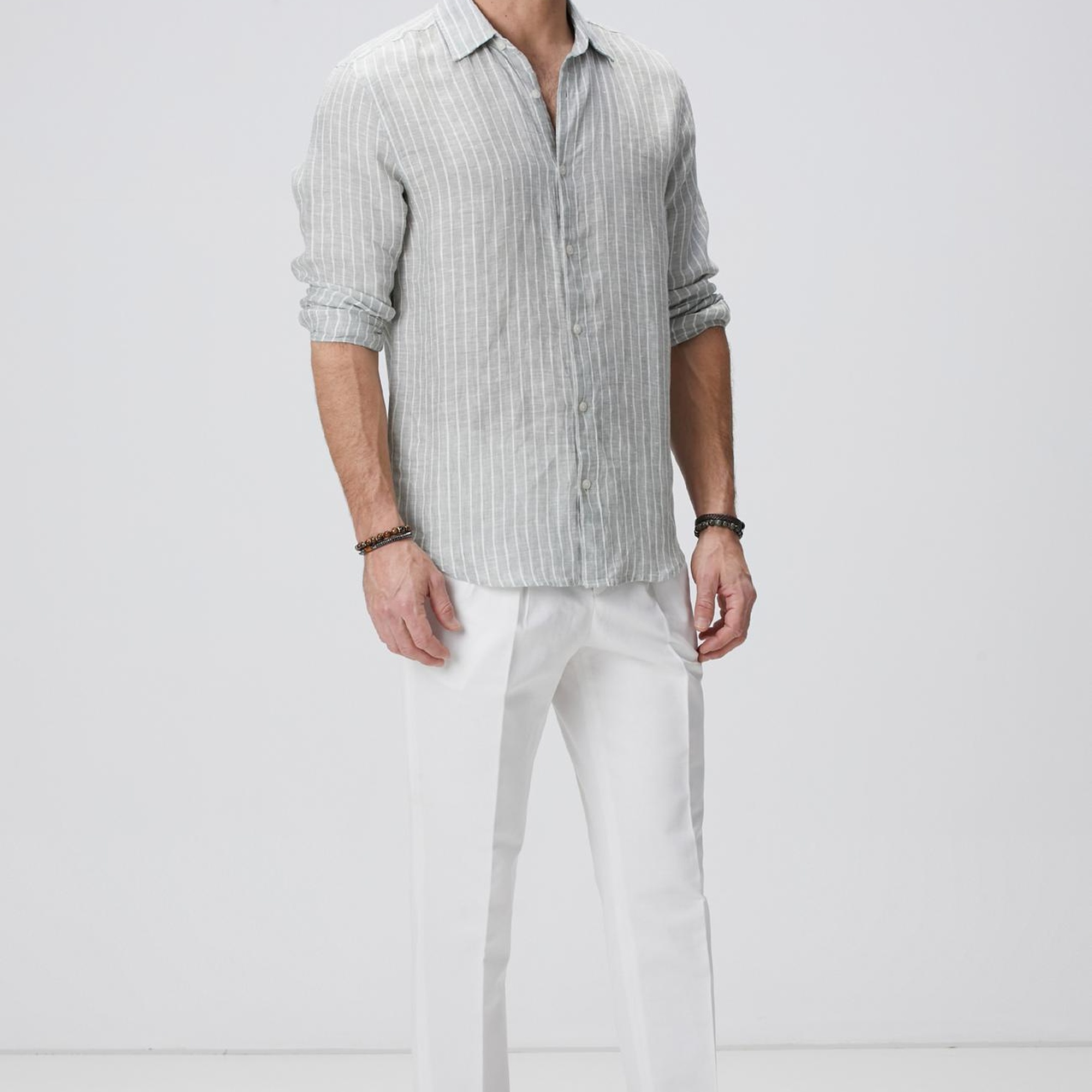 Network Erkek Açık Yeşil Keten Gömlek