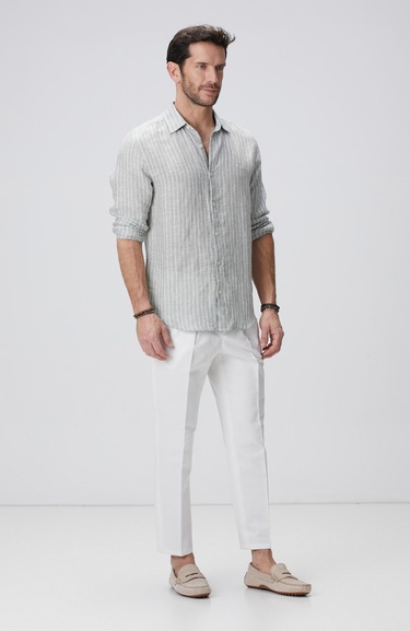  Network Erkek Açık Yeşil Keten Gömlek