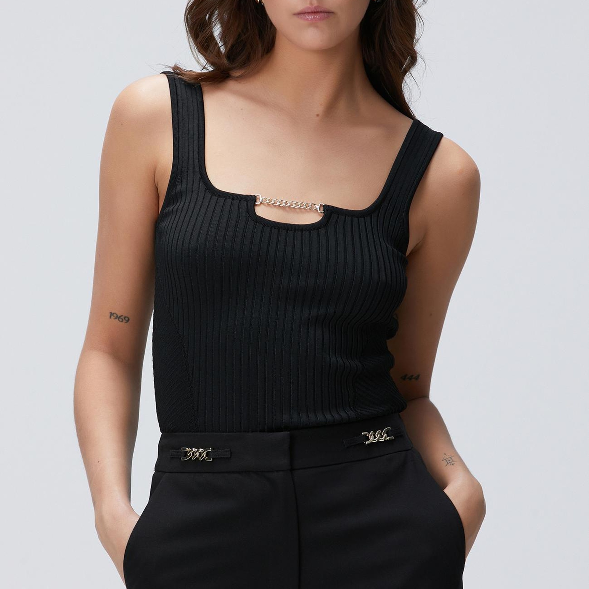 Network Kadın Siyah Aksesuar Detaylı Triko Atlet