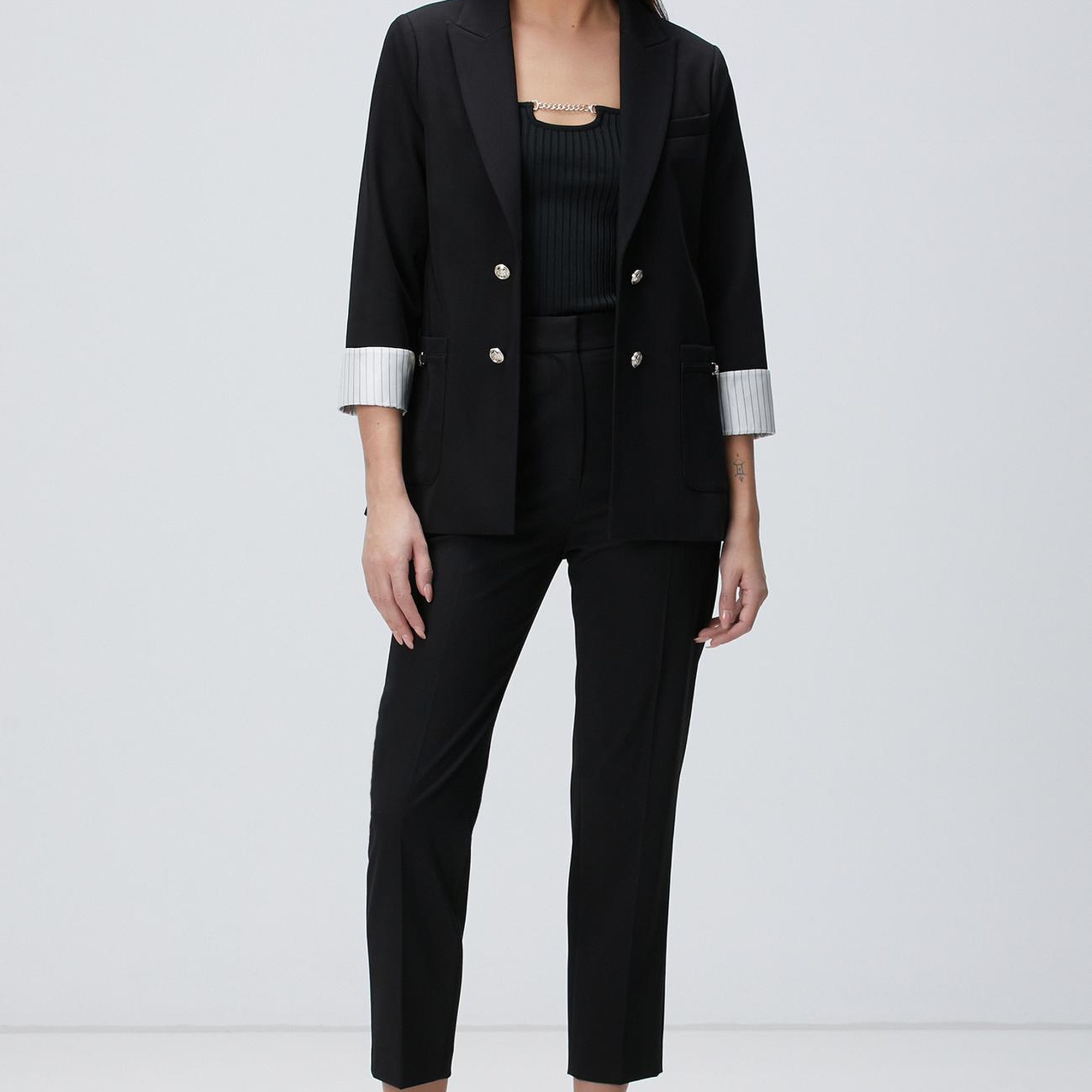 Network Kadın Siyah Aksesuar Detaylı Triko Atlet