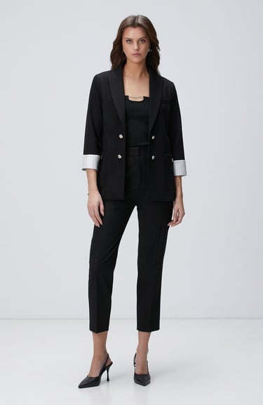  Network Kadın Siyah Aksesuar Detaylı Triko Atlet