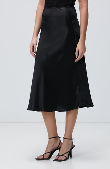  Network Kadın Siyah Saten Etek