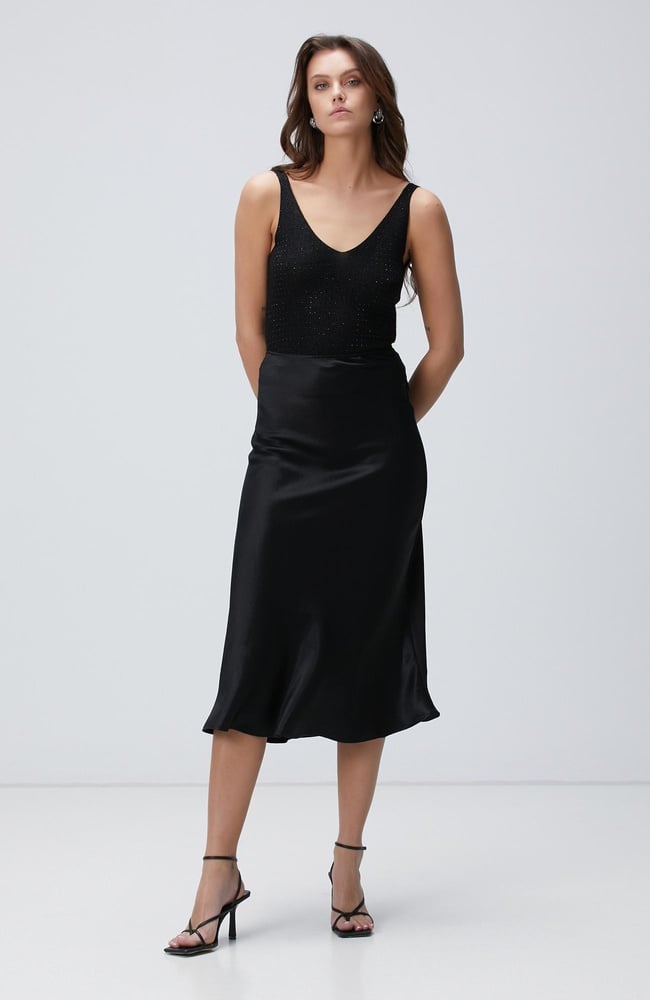  Network Kadın Siyah Saten Etek