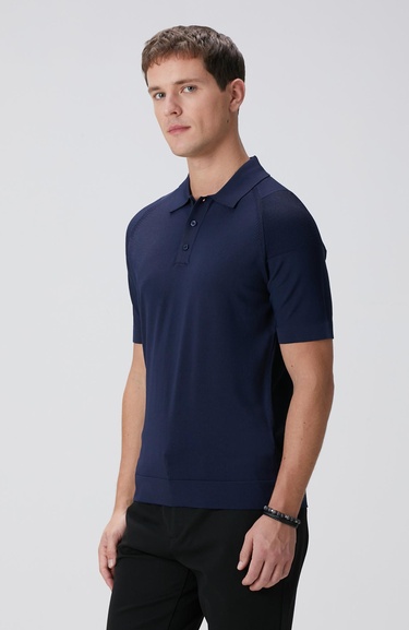  Network Erkek N-Tech Lacivert Polo Yaka Triko Kazak