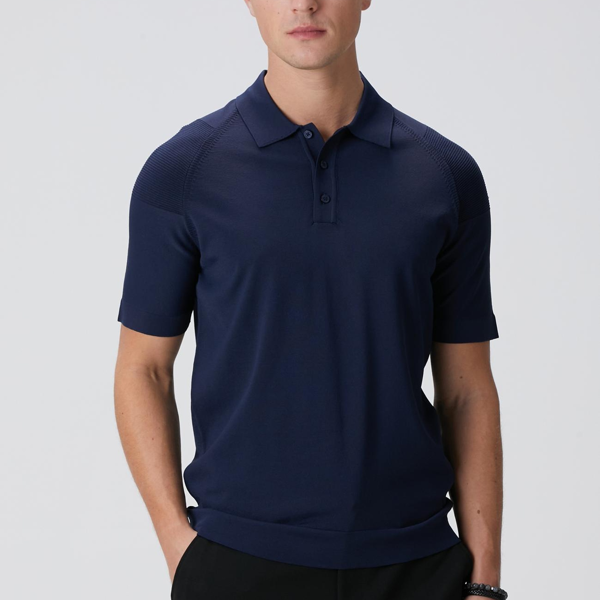 Network Erkek N-Tech Lacivert Polo Yaka Triko Kazak