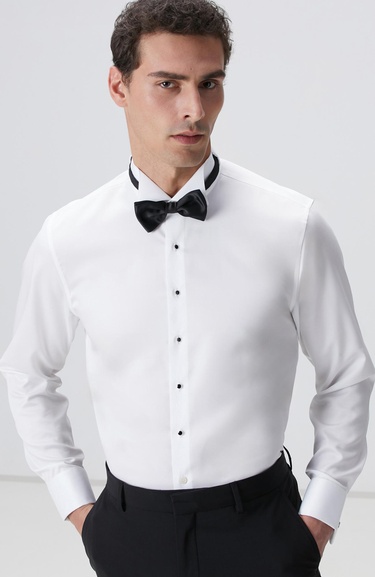  Network Erkek Beyaz Non-Iron Smokin Gömlek