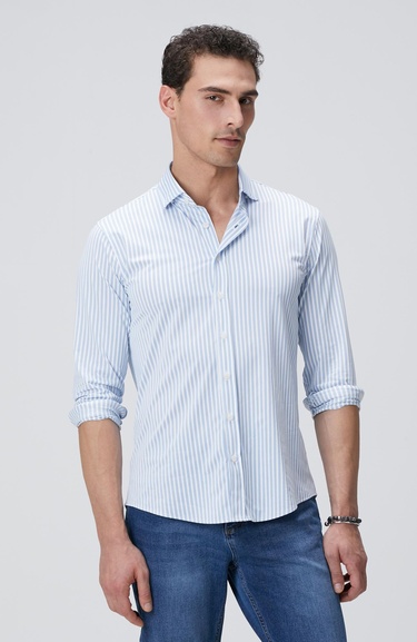  Network Erkek N-Tech Mavi Beyaz Gömlek