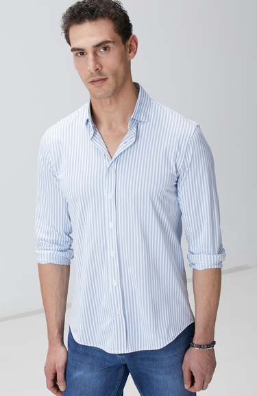  Network Erkek N-Tech Mavi Beyaz Gömlek