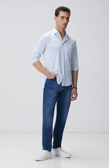  Network Erkek N-Tech Mavi Beyaz Gömlek