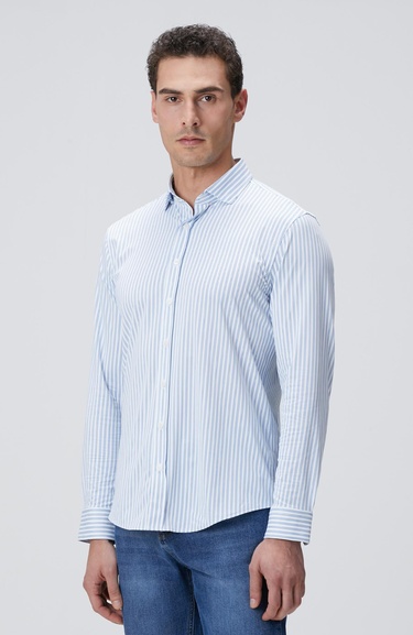  Network Erkek N-Tech Mavi Beyaz Gömlek