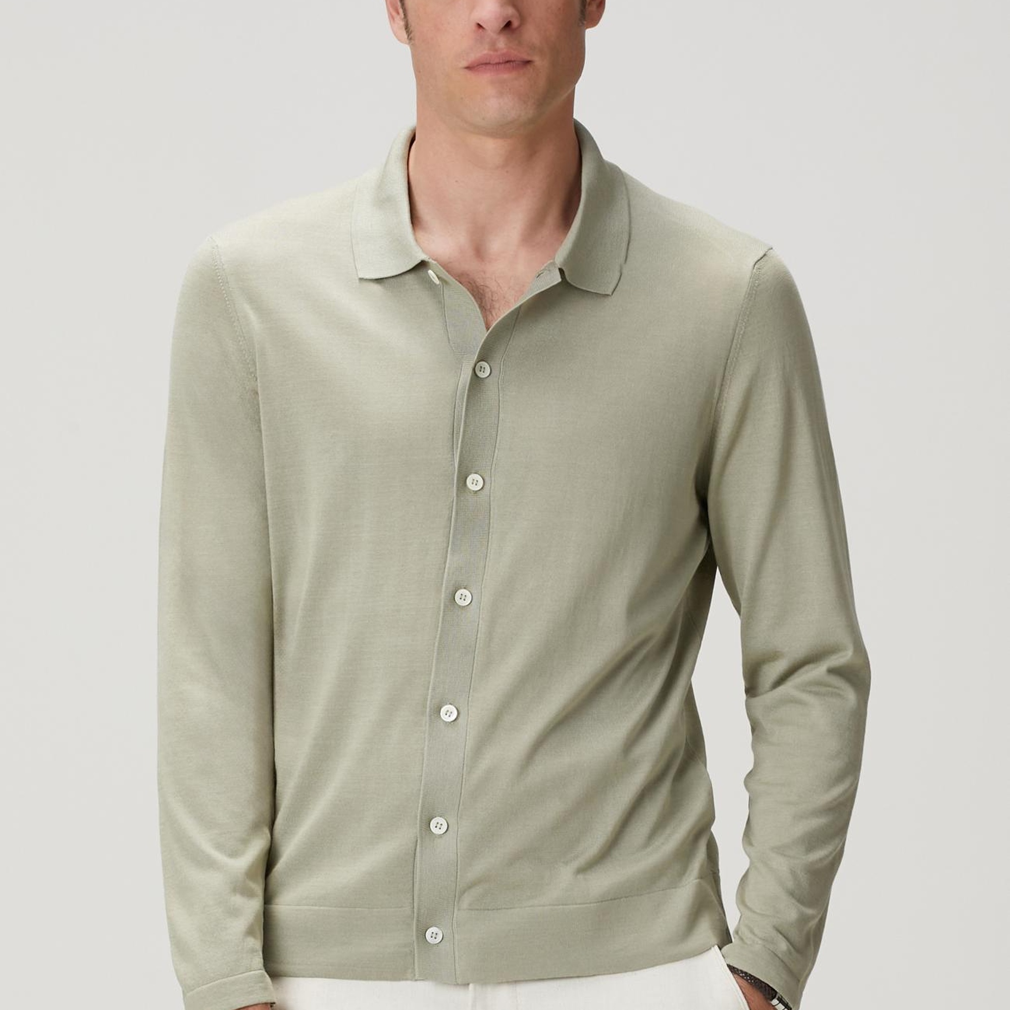 Network Erkek Limited Haki İpek Karışımlı Triko Gömlek