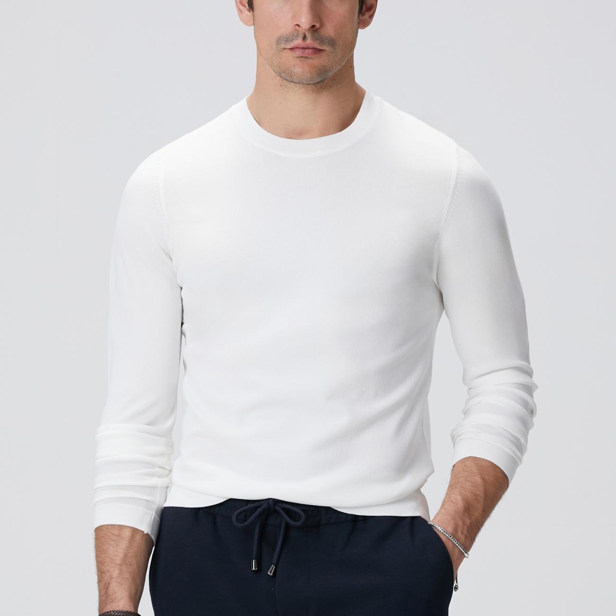 Network Erkek N-Tech Kırık Beyaz Basic Triko