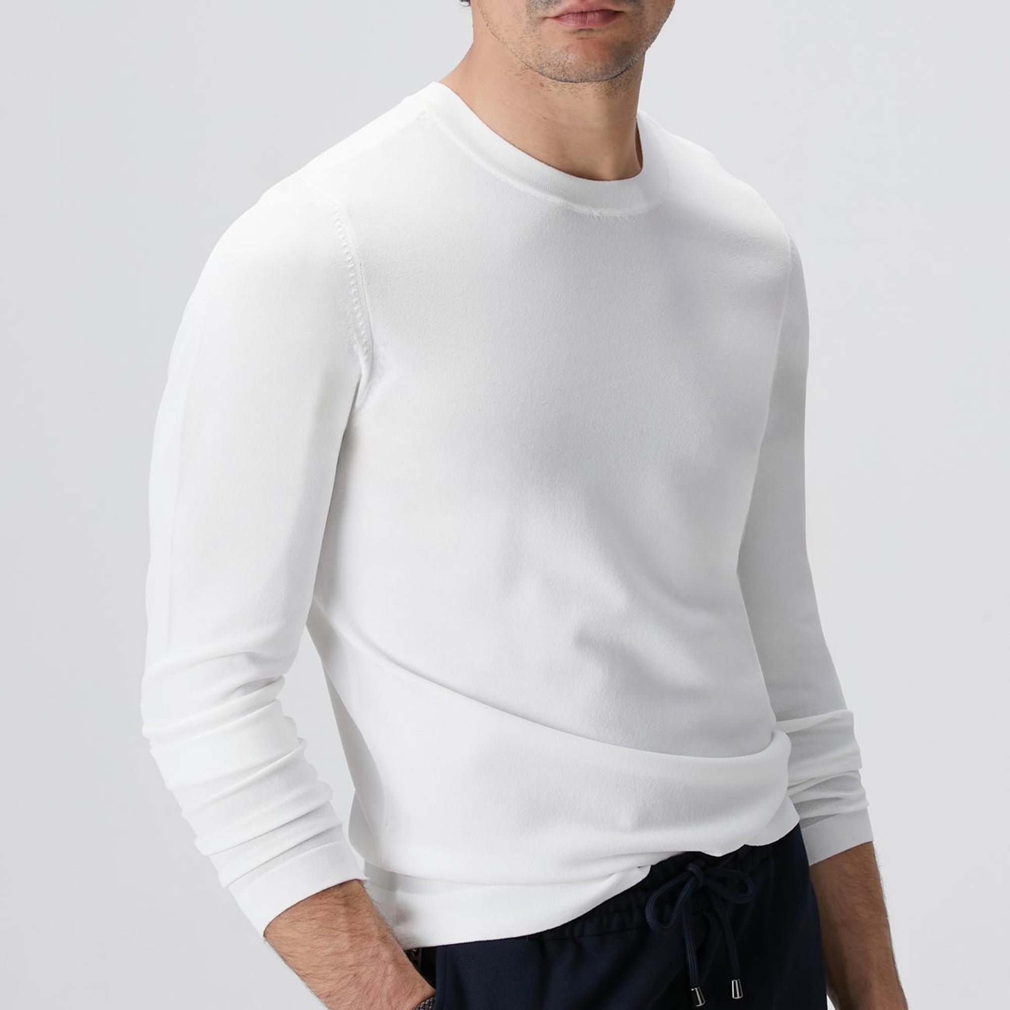 Network Erkek N-Tech Kırık Beyaz Basic Triko